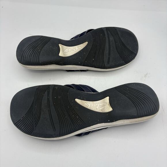 Clarks Sandals Womens Size 10 Cloudsteppers Breeze Sea Navy Blue Flip Flop Thong - Picture 9 of 9
